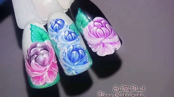 🌼Дизайн ногтей гель лаком🌼Рисуем пион на ногтях🌼Nail Design Shellac🌼