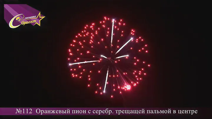 Оранжевый пион с трещащей пальмой в центре, с серебряным хвостом. №112