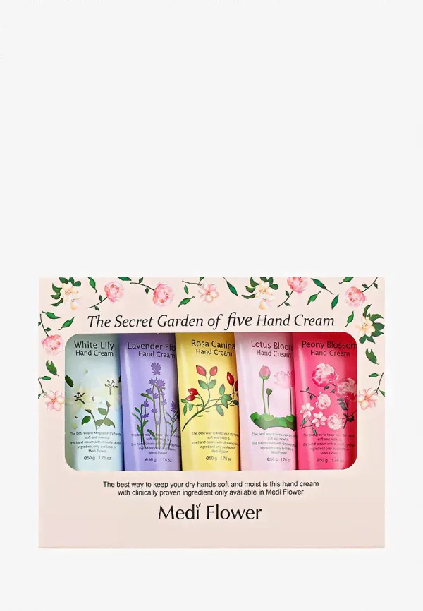 Набор для ухода за руками Medi Flower, Прозрачный, "Цветочный сад" (лаванда, лотос, пион, белая лилия, шиповник), 5х50 г-1
